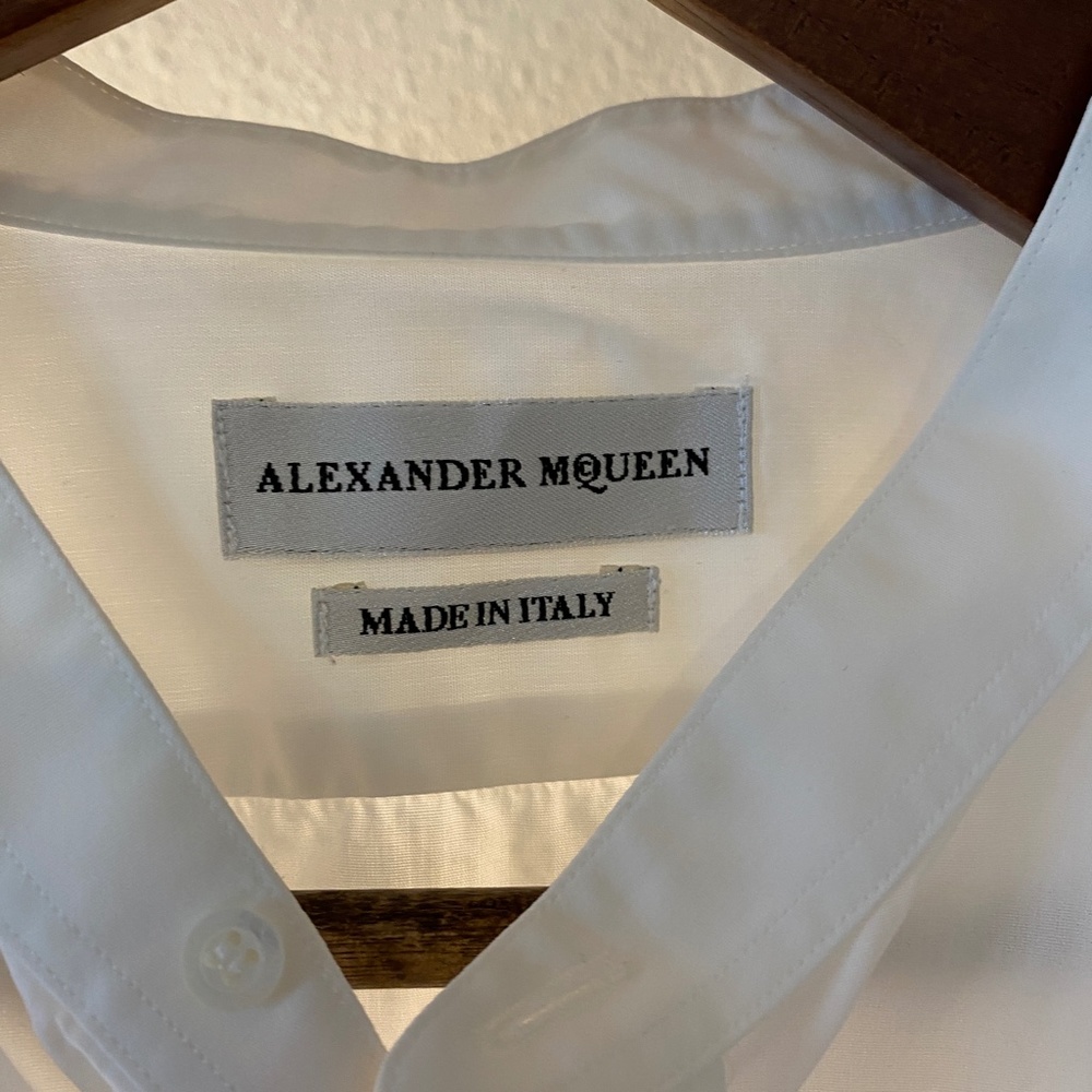 Alexander McQueen band collar button down shirt white  Size 17+  Ultra Luxury - Picture 3 of 13